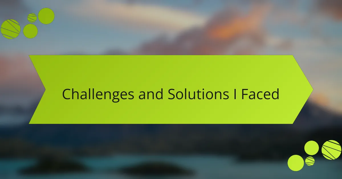 Challenges and Solutions I Faced