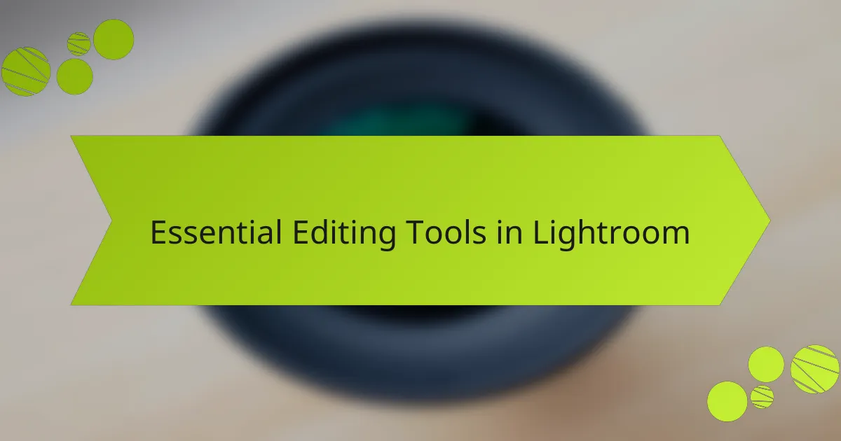 Essential Editing Tools in Lightroom