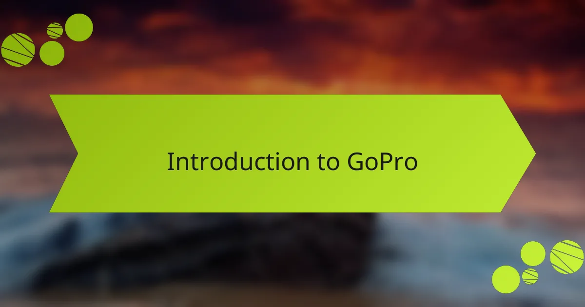 Introduction to GoPro