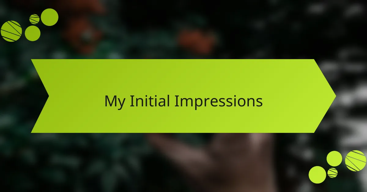My Initial Impressions