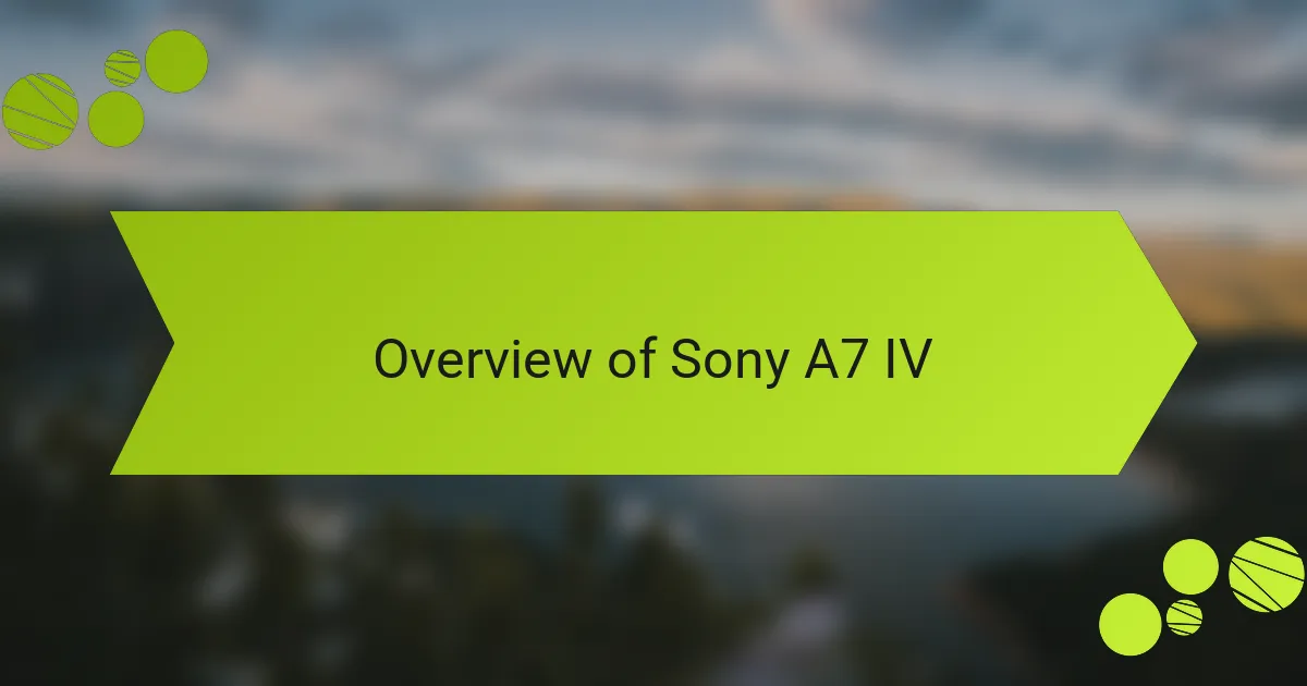 Overview of Sony A7 IV