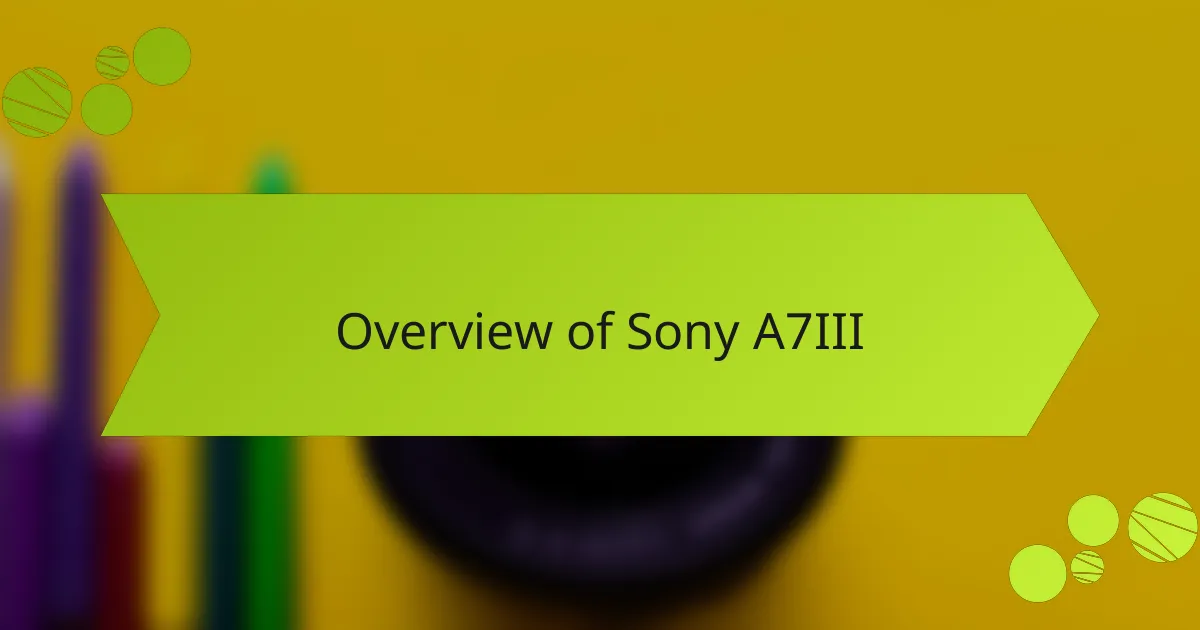 Overview of Sony A7III