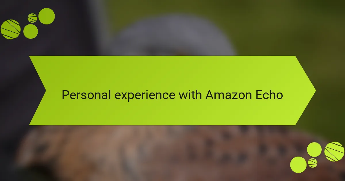 Personal experience with Amazon Echo