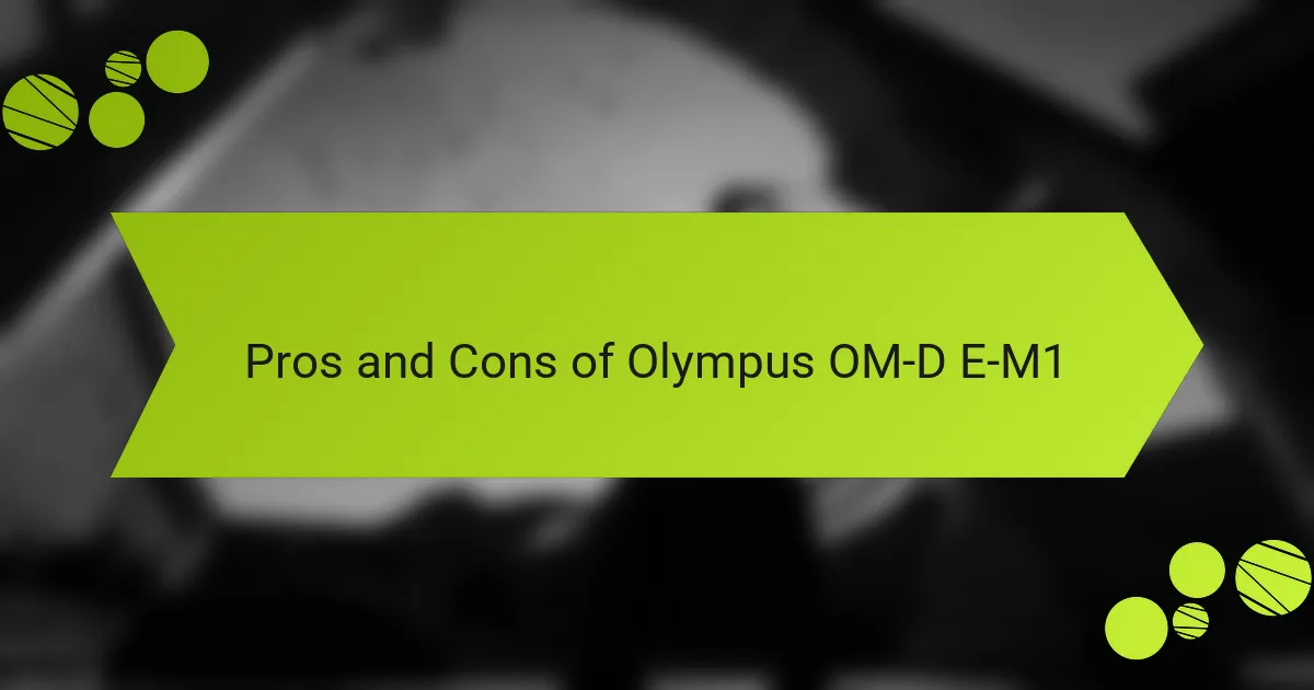 Pros and Cons of Olympus OM-D E-M1