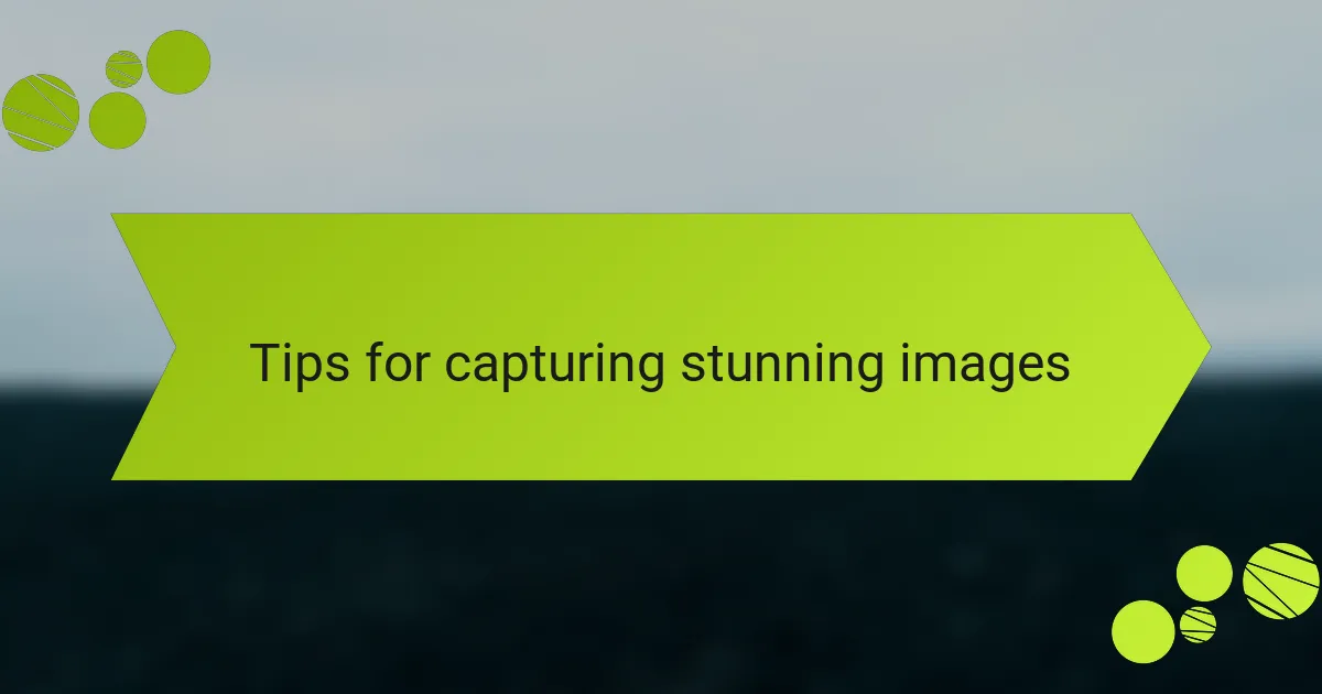 Tips for capturing stunning images
