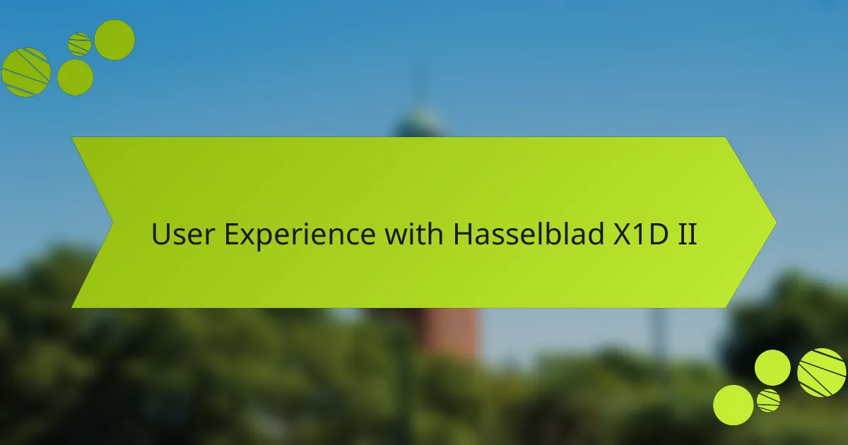 User Experience with Hasselblad X1D II